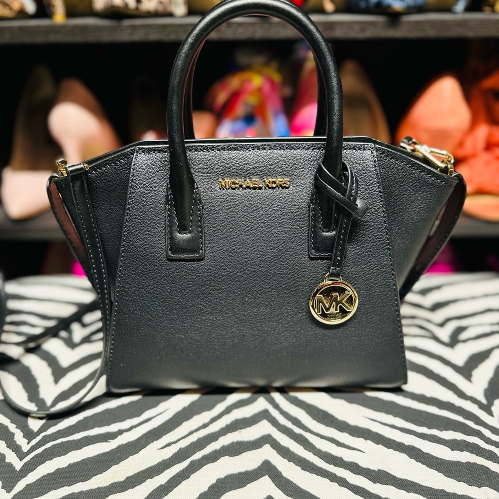 Michael Kors Black Mini Bag with Gold Accents - EUC